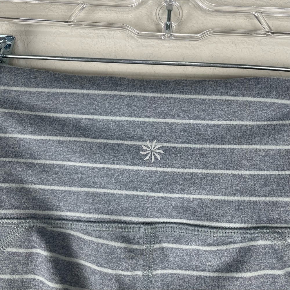 Athleta Gray Salutation Stripe 7/8 Ankle Athletic Athleisure Tights Leggings XS - Picture 4 of 7